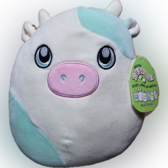 Nwt 🐮 8” plush Easter Belana Cow Anime Eyes Squishmallows 2021 - Picture 1 of 6